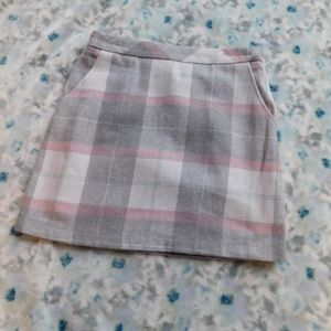 Pink and Grey Plaid Mini Skirt
